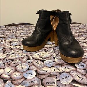 Free People Black Leather Heeled Boots